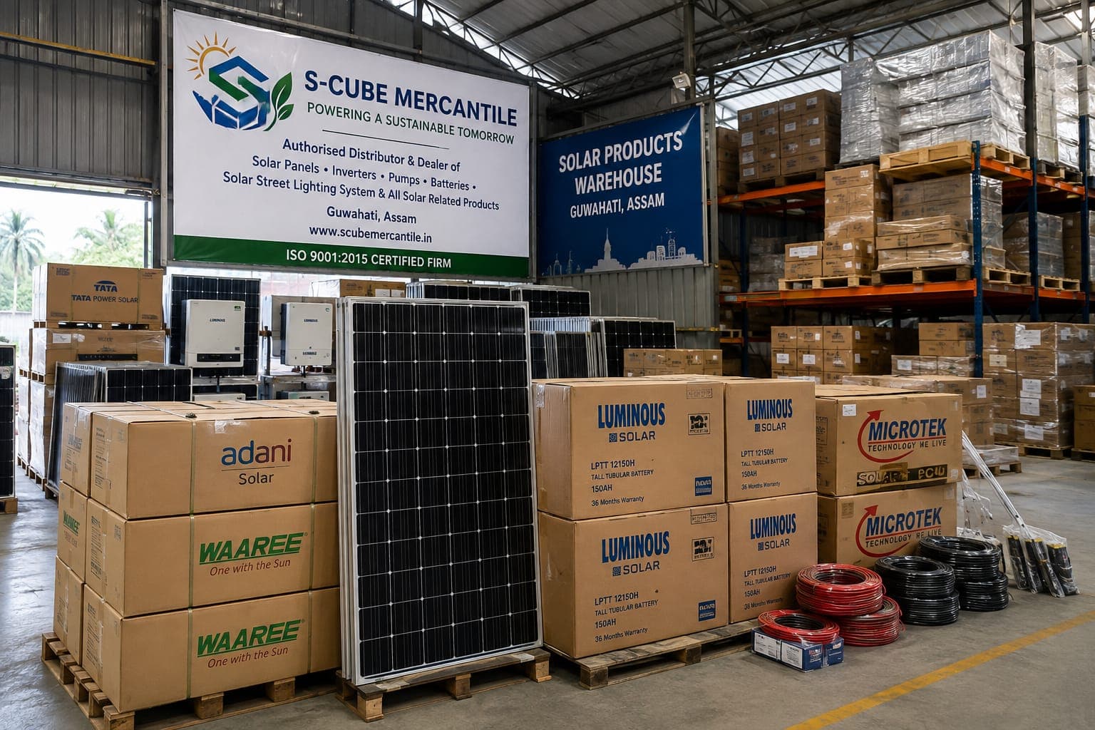 S-Cube Mercantile solar products warehouse in Guwahati, Assam